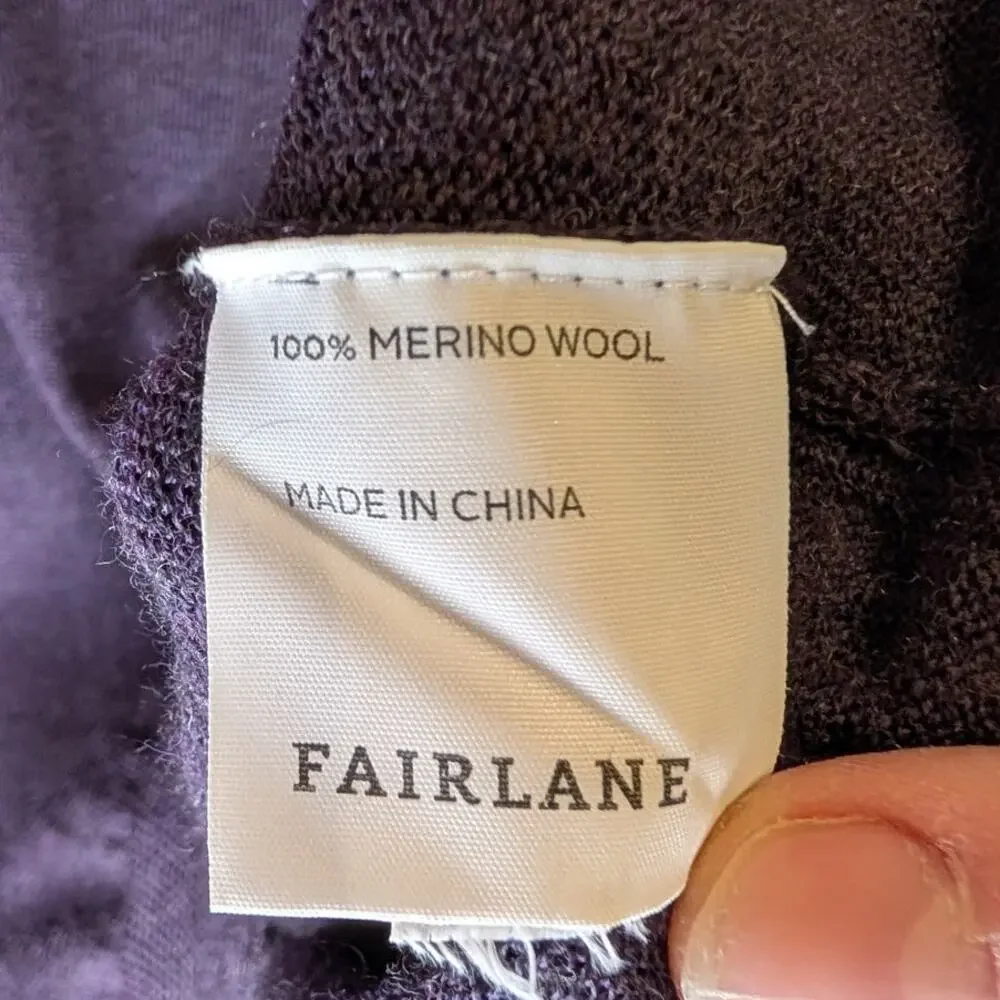 Fairlane 100% Merino Wool Purple V-Neck Pullover Sweater Men's Medium